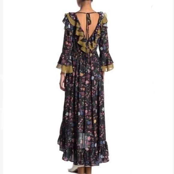 TOV Floral Houndstooth Ruffle High/Low Dress - Picture 2 of 6